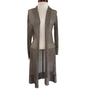 Adolfo Dominguez Linen Long Line Duster Cardigan Open Knit Minimalist Coastal S